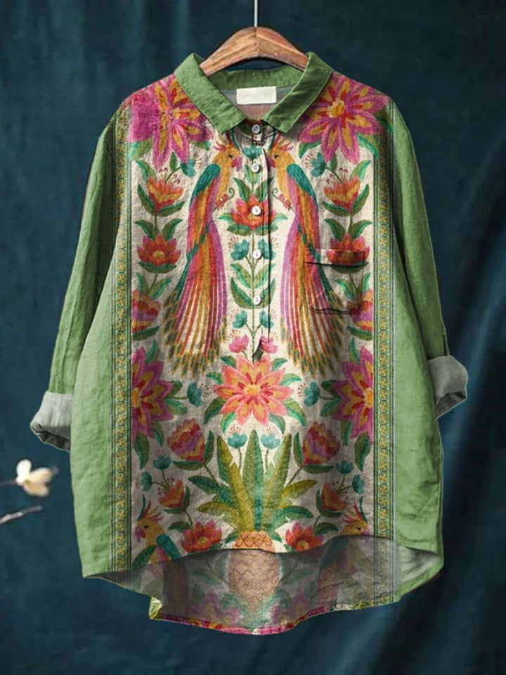 Vivia™ | Blusa in Lino Senza Tempo con Stampa